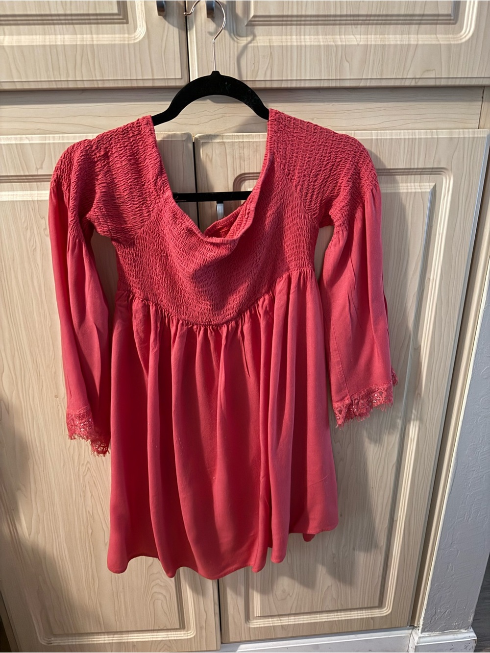 Women’s Pink Smocked Peasant Top